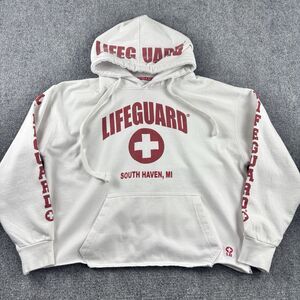 Lifeguard Hoodie Large White South Haven MI Hood Pocket LG Patch
